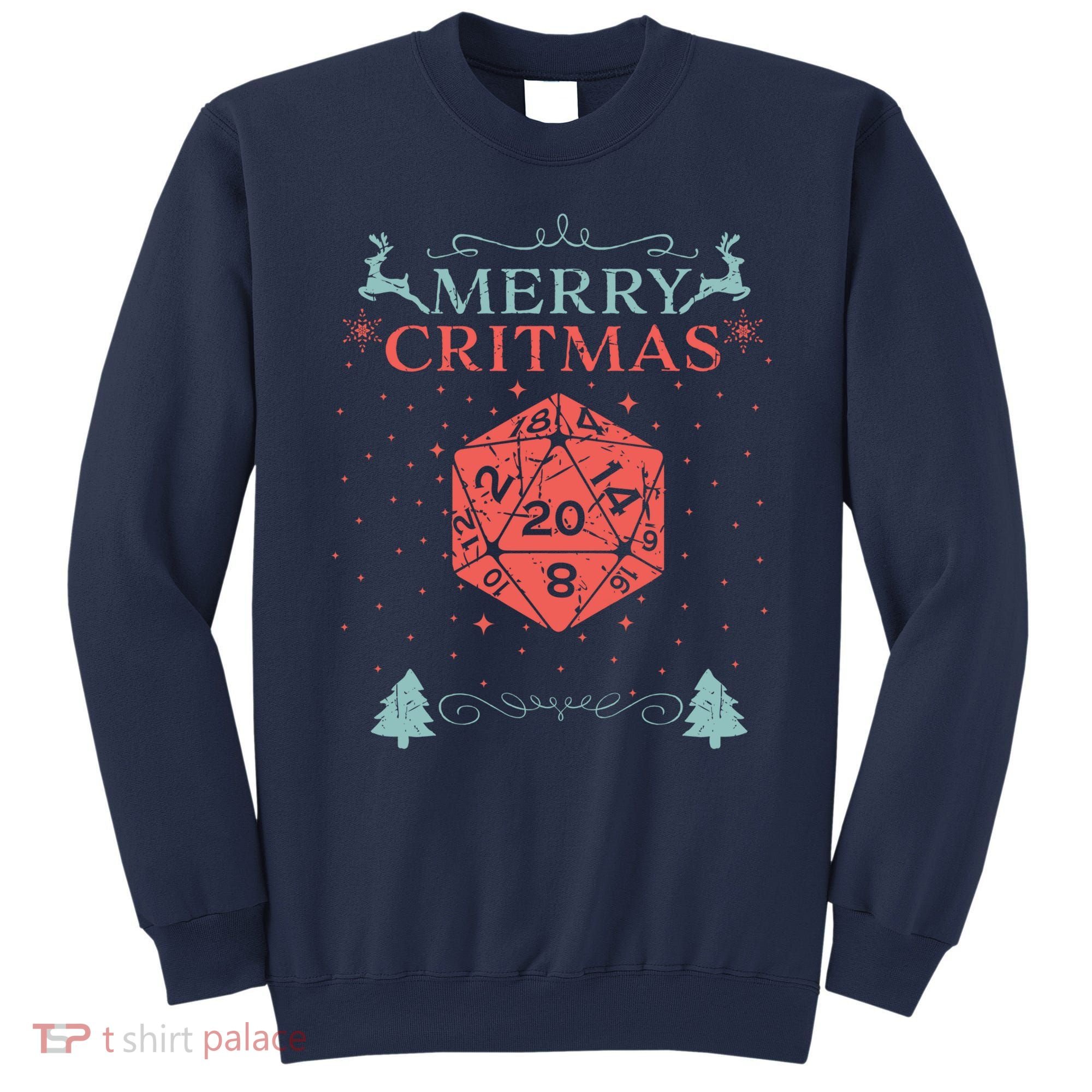 Merry Critmas 20 Sided Dice RPG Christmas Holiday Board Game Sweatshirt
