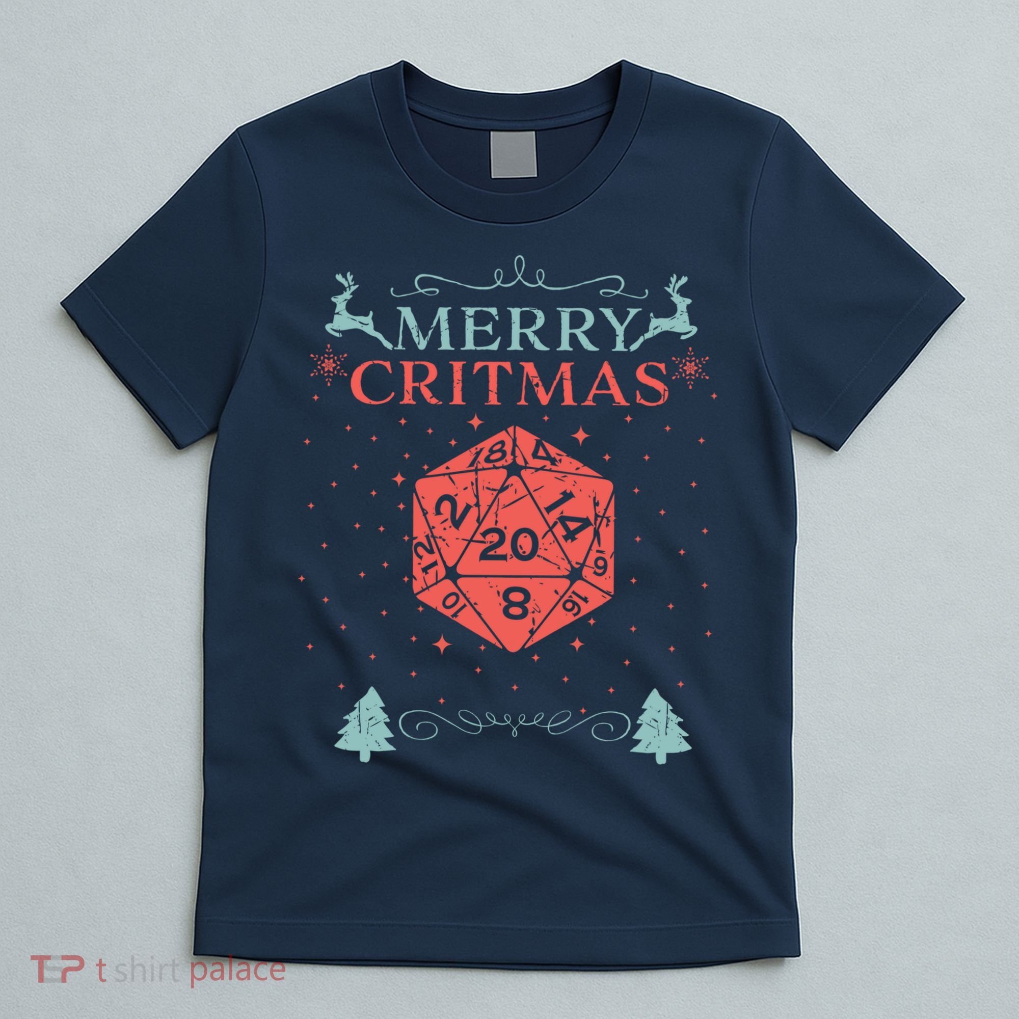 Merry Critmas 20 Sided Dice RPG Christmas Holiday Board Game T-Shirt