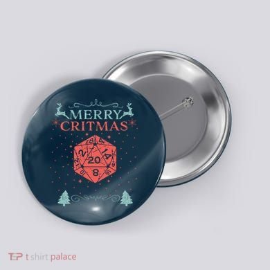 Merry Critmas 20 Sided Dice RPG Christmas Holiday Board Game Button