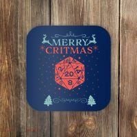 Merry Critmas 20 Sided Dice RPG Christmas Holiday Board Game Coaster thumb 0
