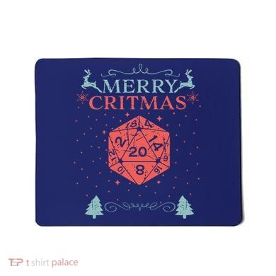 Merry Critmas 20 Sided Dice RPG Christmas Holiday Board Game Mousepad