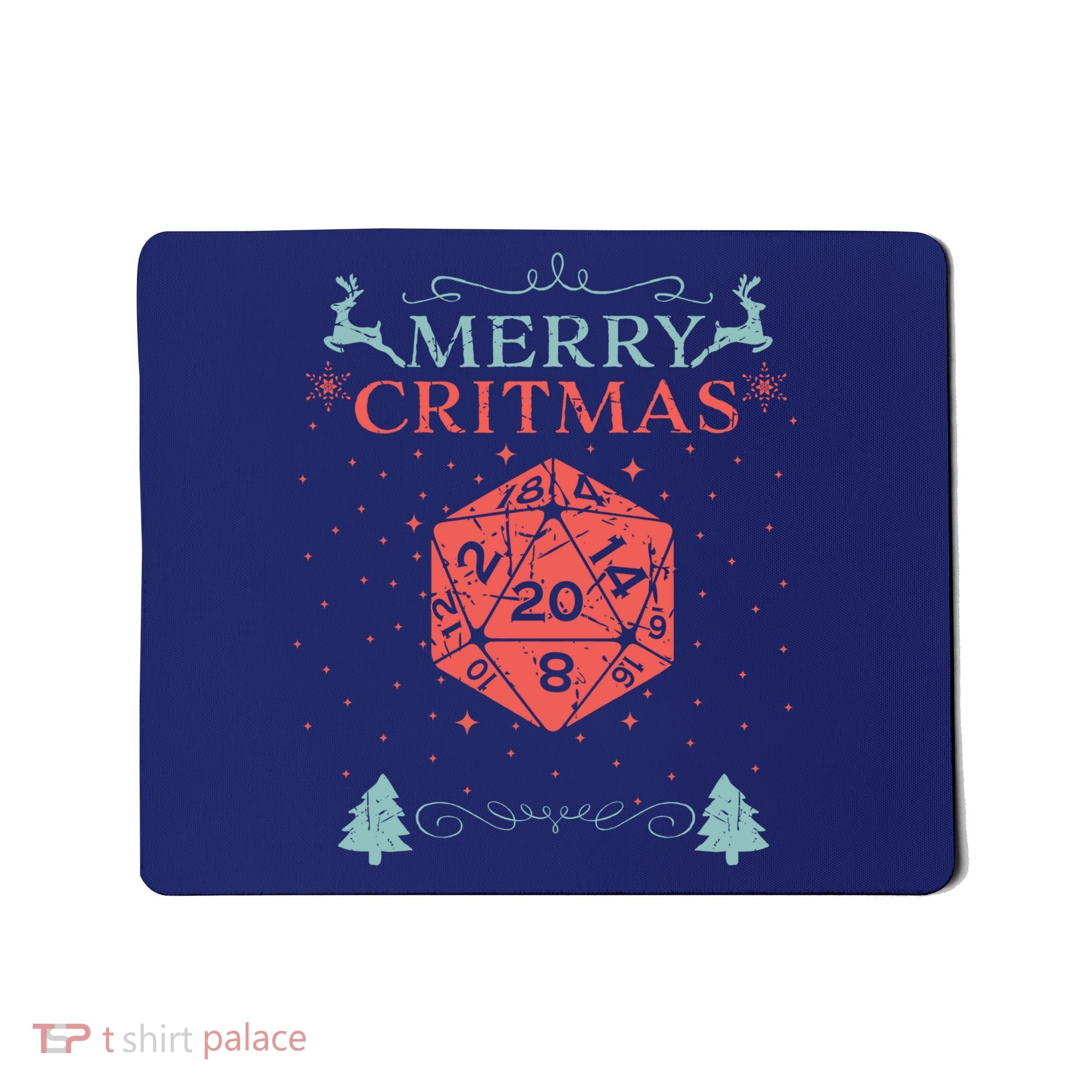 Merry Critmas 20 Sided Dice RPG Christmas Holiday Board Game Mousepad