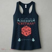 Merry Critmas 20 Sided Dice RPG Christmas Holiday Board Game Women's Tank Top thumb 3