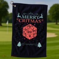 Merry Critmas 20 Sided Dice RPG Christmas Holiday Board Game Golf Towel thumb 1