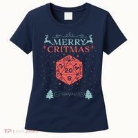 Merry Critmas 20 Sided Dice RPG Christmas Holiday Board Game Women's T-Shirt thumb 0