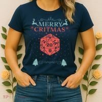 Merry Critmas 20 Sided Dice RPG Christmas Holiday Board Game Women's T-Shirt thumb 2