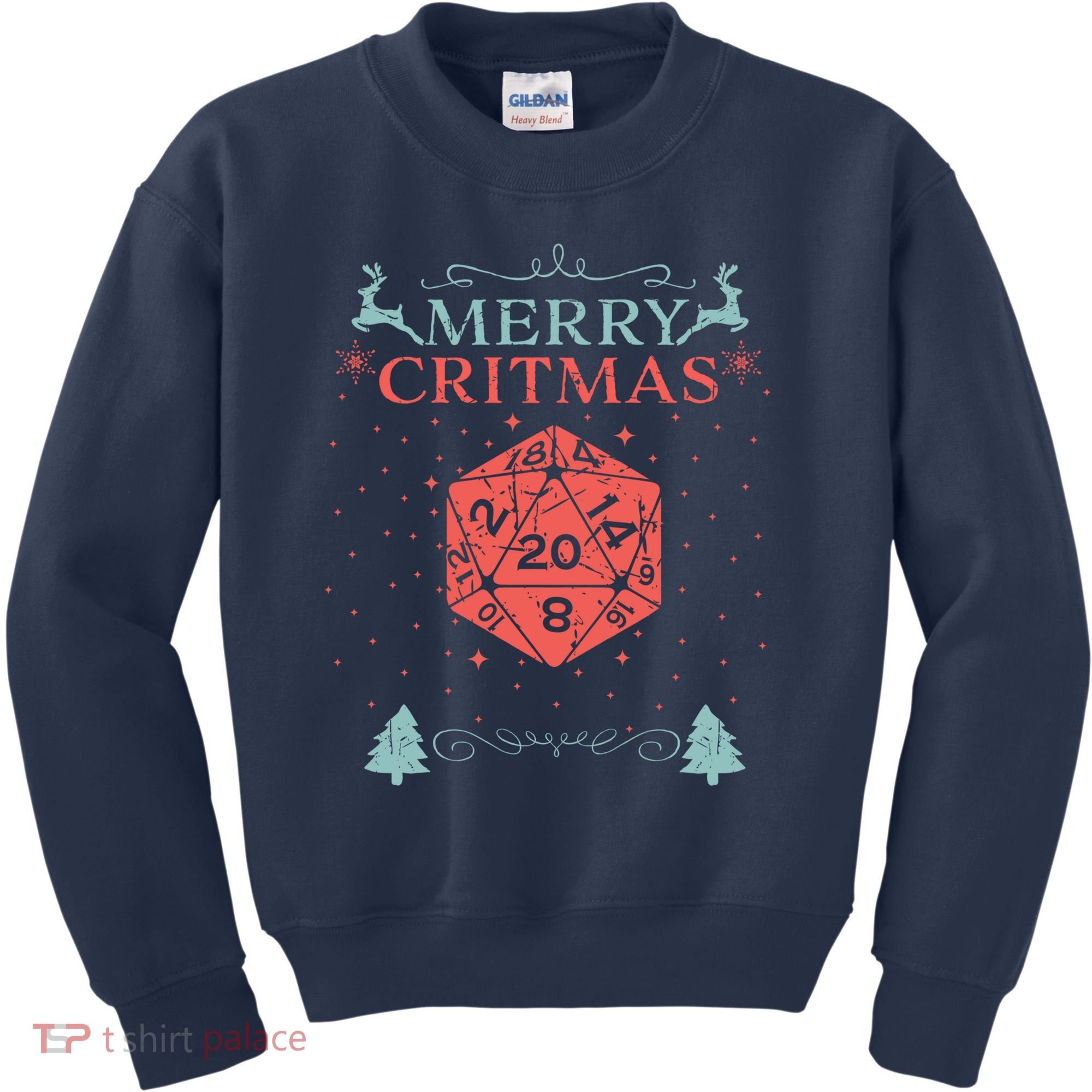 Merry Critmas 20 Sided Dice RPG Christmas Holiday Board Game Kids Sweatshirt