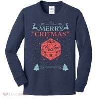 Merry Critmas 20 Sided Dice RPG Christmas Holiday Board Game Kids Long Sleeve Shirt thumb 0