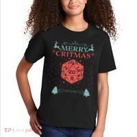 Merry Critmas 20 Sided Dice RPG Christmas Holiday Board Game Kids T-Shirt thumb 2