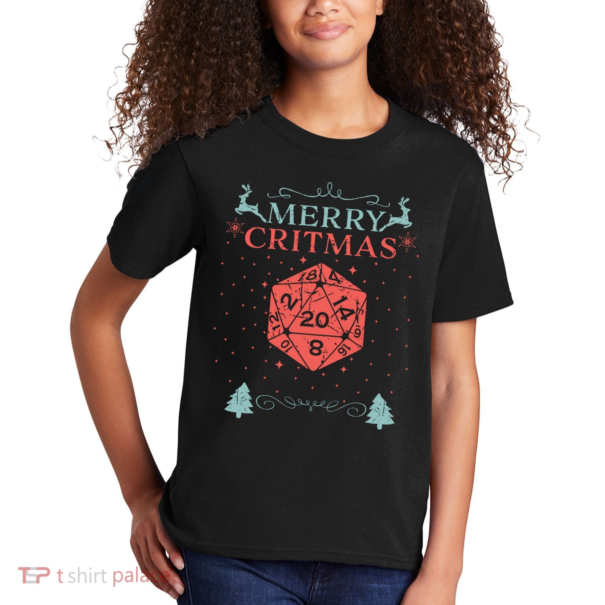 Merry Critmas 20 Sided Dice RPG Christmas Holiday Board Game Kids T-Shirt