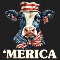 Merica Cow 4th Of July American Flag Women's Sweatshirt thumb 2