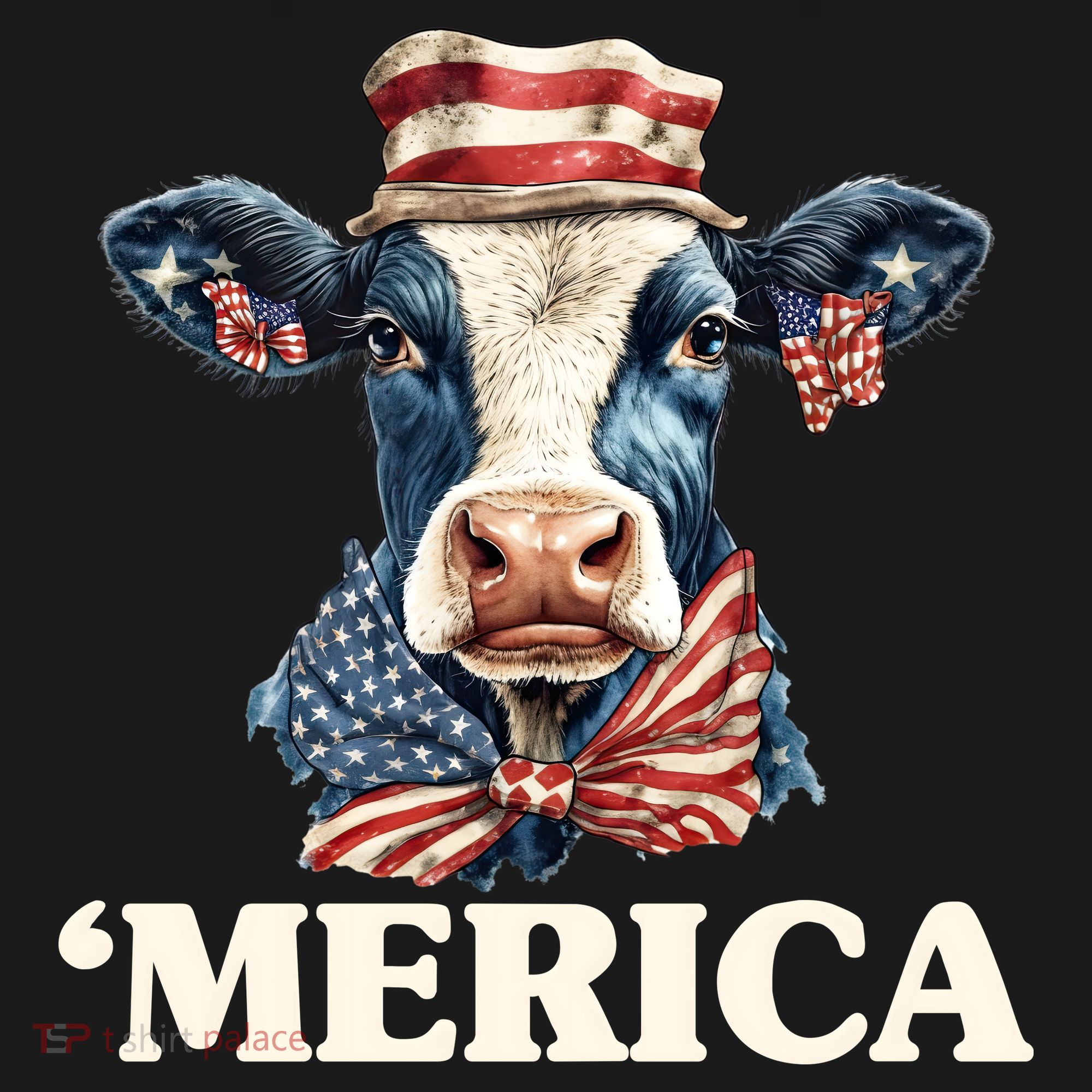 Merica Cow 4th Of July American Flag Bucket Hat
