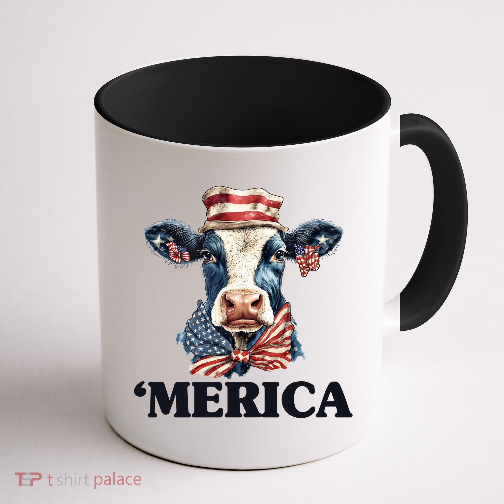 Merica Cow 4th Of July American Flag Coffee Mug