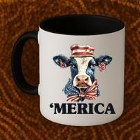 Merica Cow 4th Of July American Flag Coffee Mug thumb 2