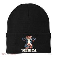 Merica Cow 4th Of July American Flag Beanie thumb 0