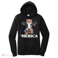 Merica Cow 4th Of July American Flag Women's Hoodie thumb 0
