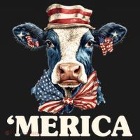 Merica Cow 4th Of July American Flag Women's Hoodie thumb 2