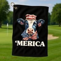 Merica Cow 4th Of July American Flag Golf Towel thumb 1