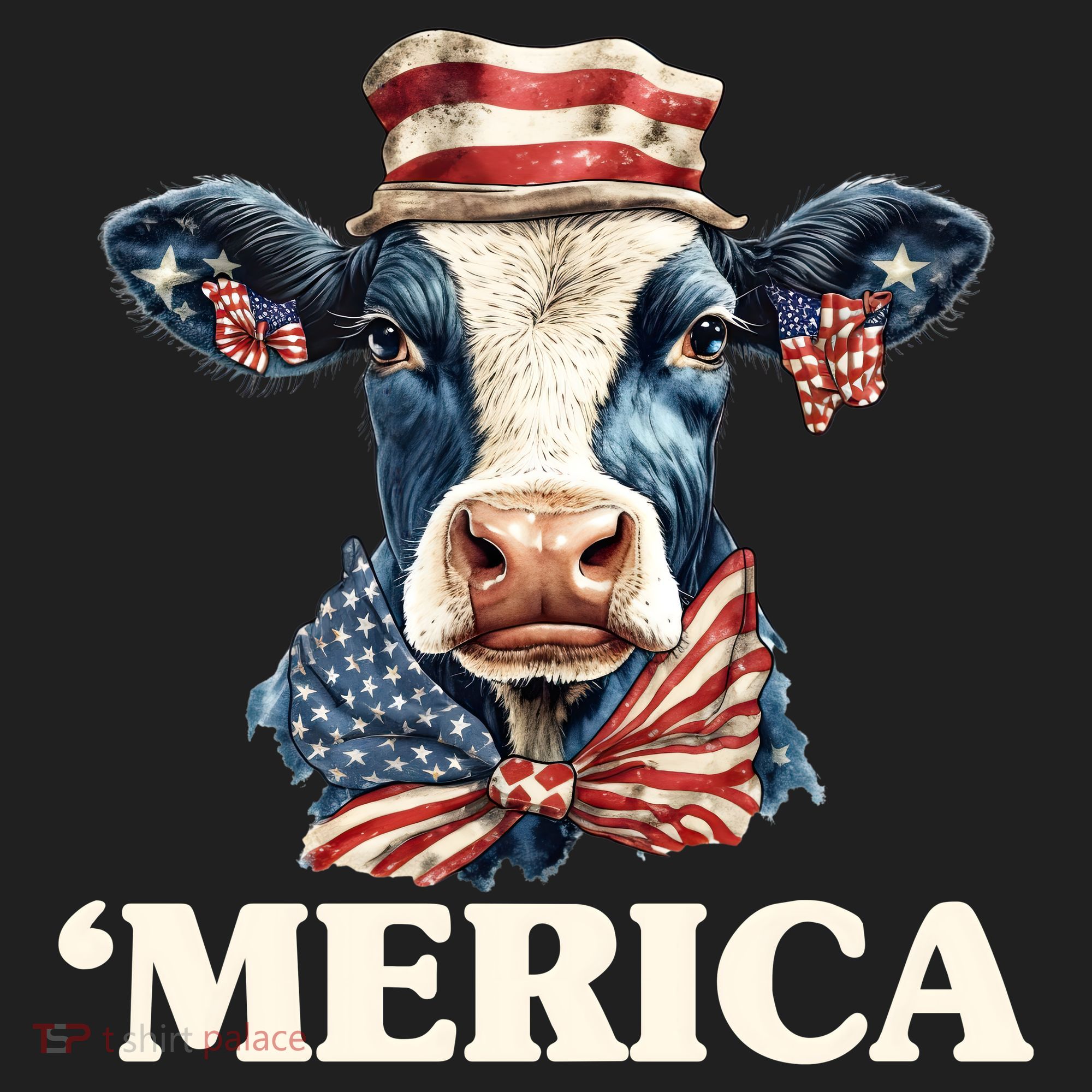 Merica Cow 4th Of July American Flag Golf Towel