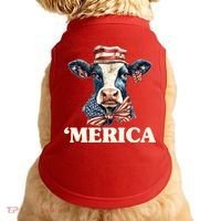Merica Cow 4th Of July American Flag Doggie Tank thumb 0