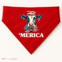Merica Cow 4th Of July American Flag USA-Made Doggie Bandana thumb 0