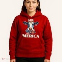 Merica Cow 4th Of July American Flag Hoodie thumb 5