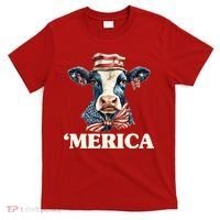 Merica Cow 4th Of July American Flag T-Shirt thumb 0