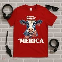 Merica Cow 4th Of July American Flag T-Shirt thumb 5