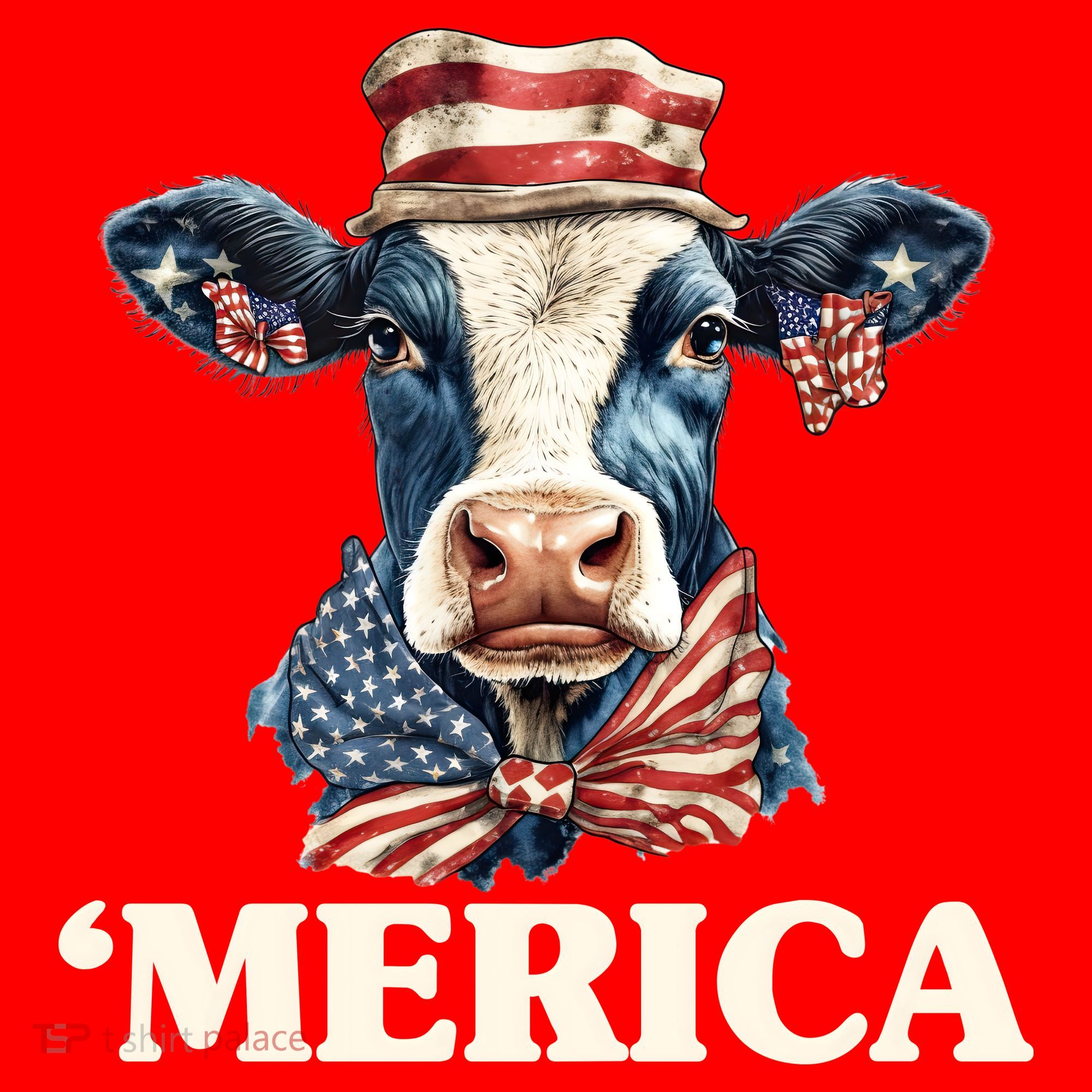 Merica Cow 4th Of July American Flag T-Shirt