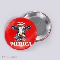 Merica Cow 4th Of July American Flag Button thumb 0