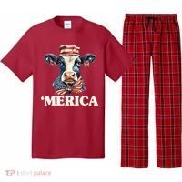 Merica Cow 4th Of July American Flag Pajama Set thumb 0