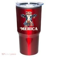 Merica Cow 4th Of July American Flag Tumbler thumb 0