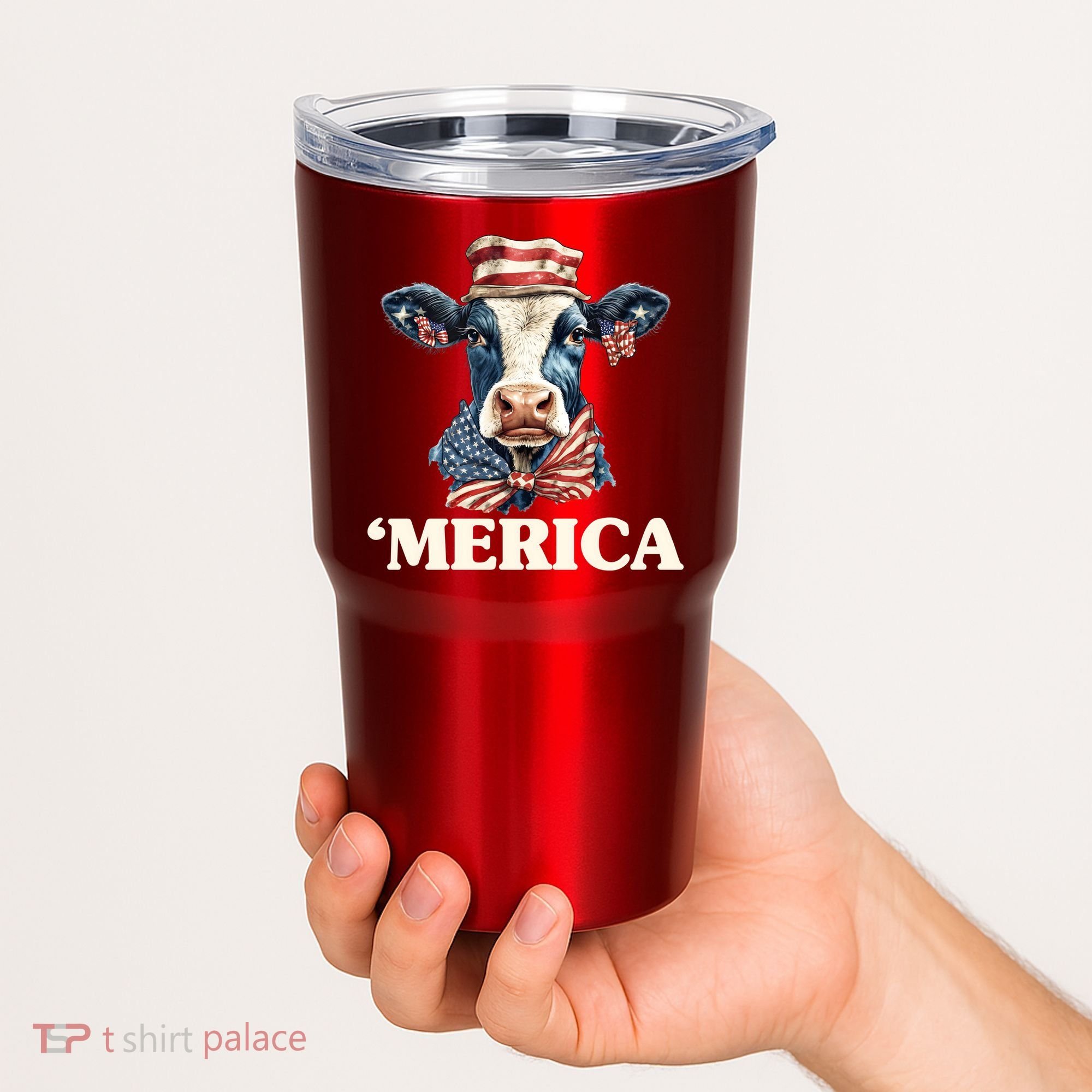 Merica Cow 4th Of July American Flag Tumbler