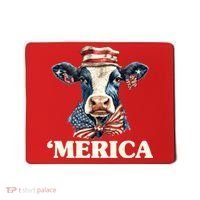 Merica Cow 4th Of July American Flag Mousepad thumb 0