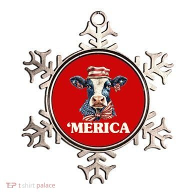 Merica Cow 4th Of July American Flag Ornament