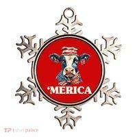 Merica Cow 4th Of July American Flag Ornament thumb 0