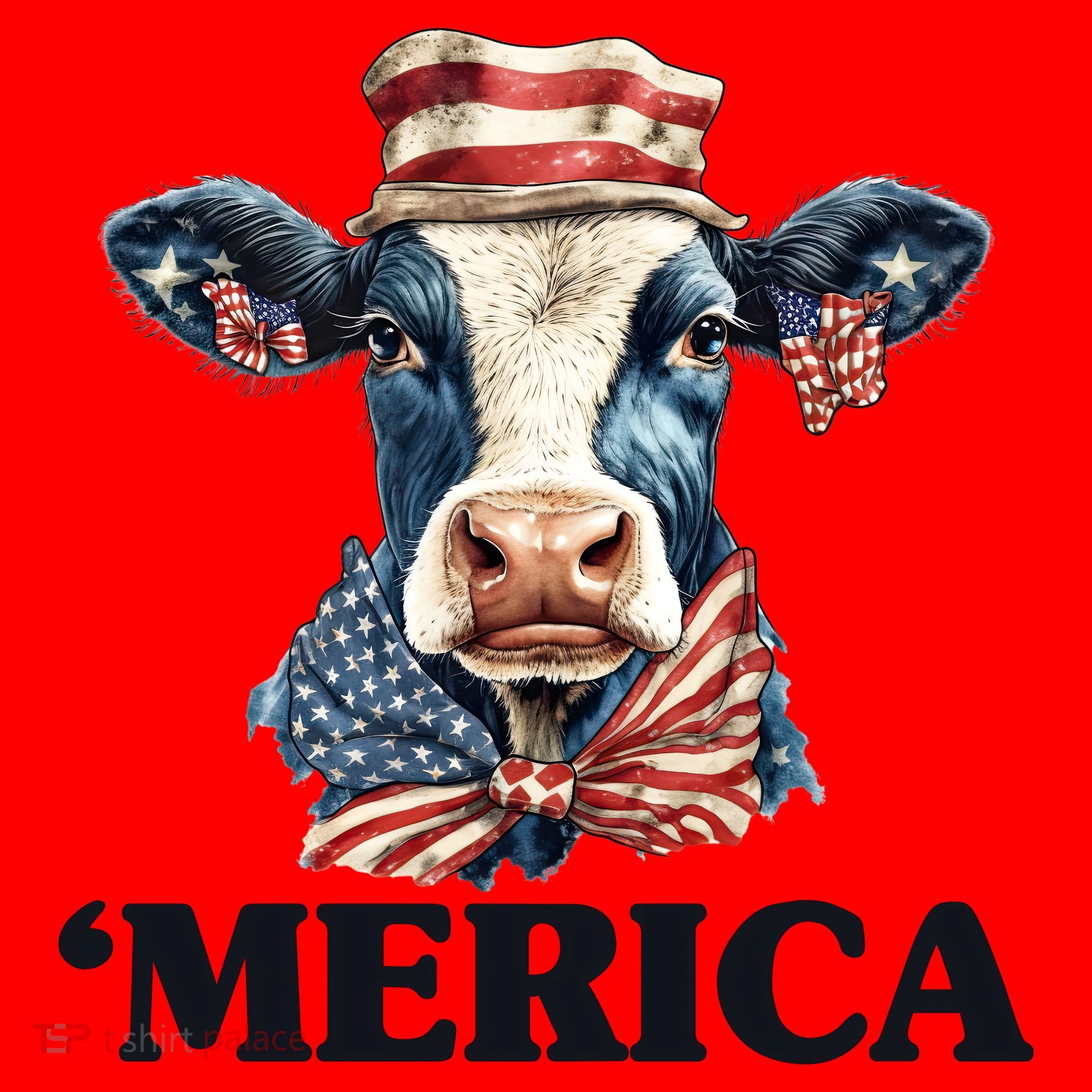 Merica Cow 4th Of July American Flag Santa Hat