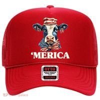 Merica Cow 4th Of July American Flag Hat thumb 0