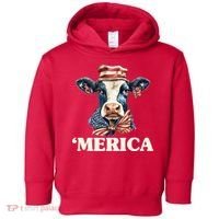 Merica Cow 4th Of July American Flag Toddler Hoodie thumb 0