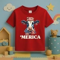 Merica Cow 4th Of July American Flag Toddler T-Shirt thumb 3