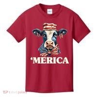 Merica Cow 4th Of July American Flag Kids T-Shirt thumb 0