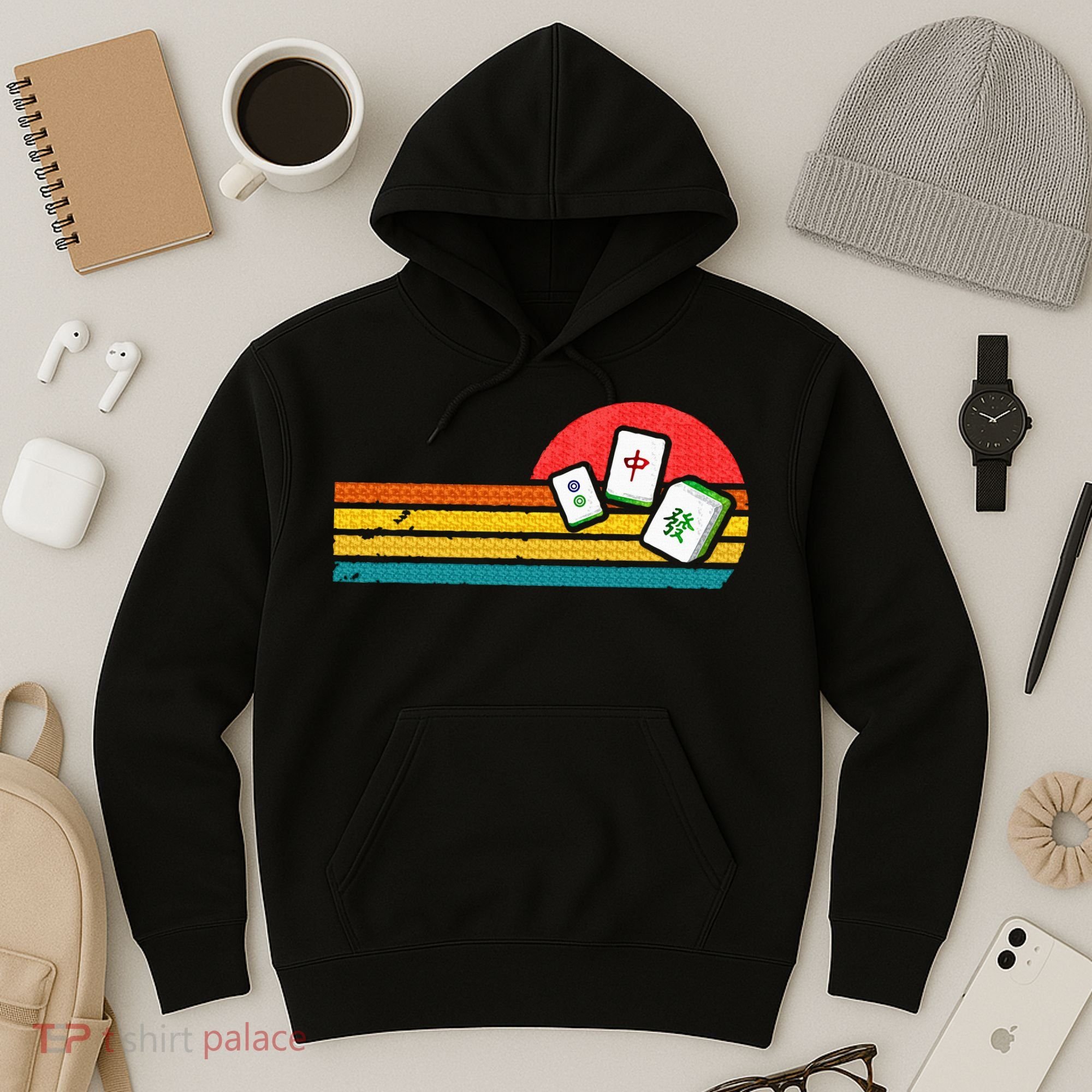 Mahjong Chinese 80s Retro Mah Jongg Hoodie