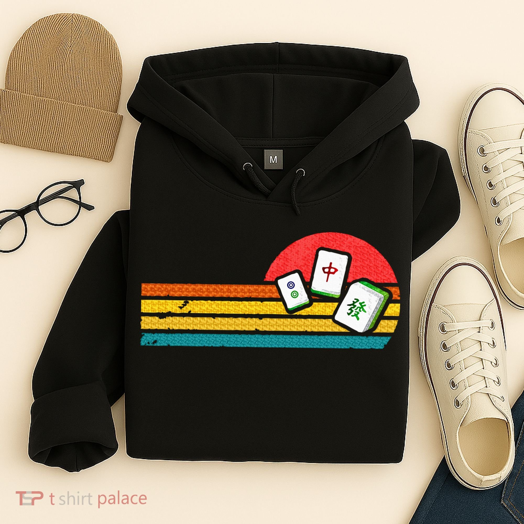 Mahjong Chinese 80s Retro Mah Jongg Hoodie