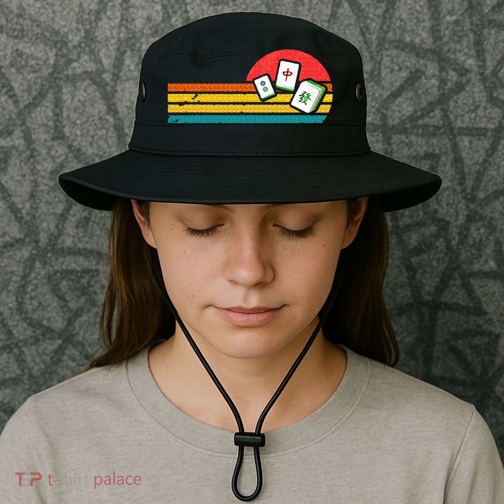 Mahjong Chinese 80s Retro Mah Jongg Bucket Hat