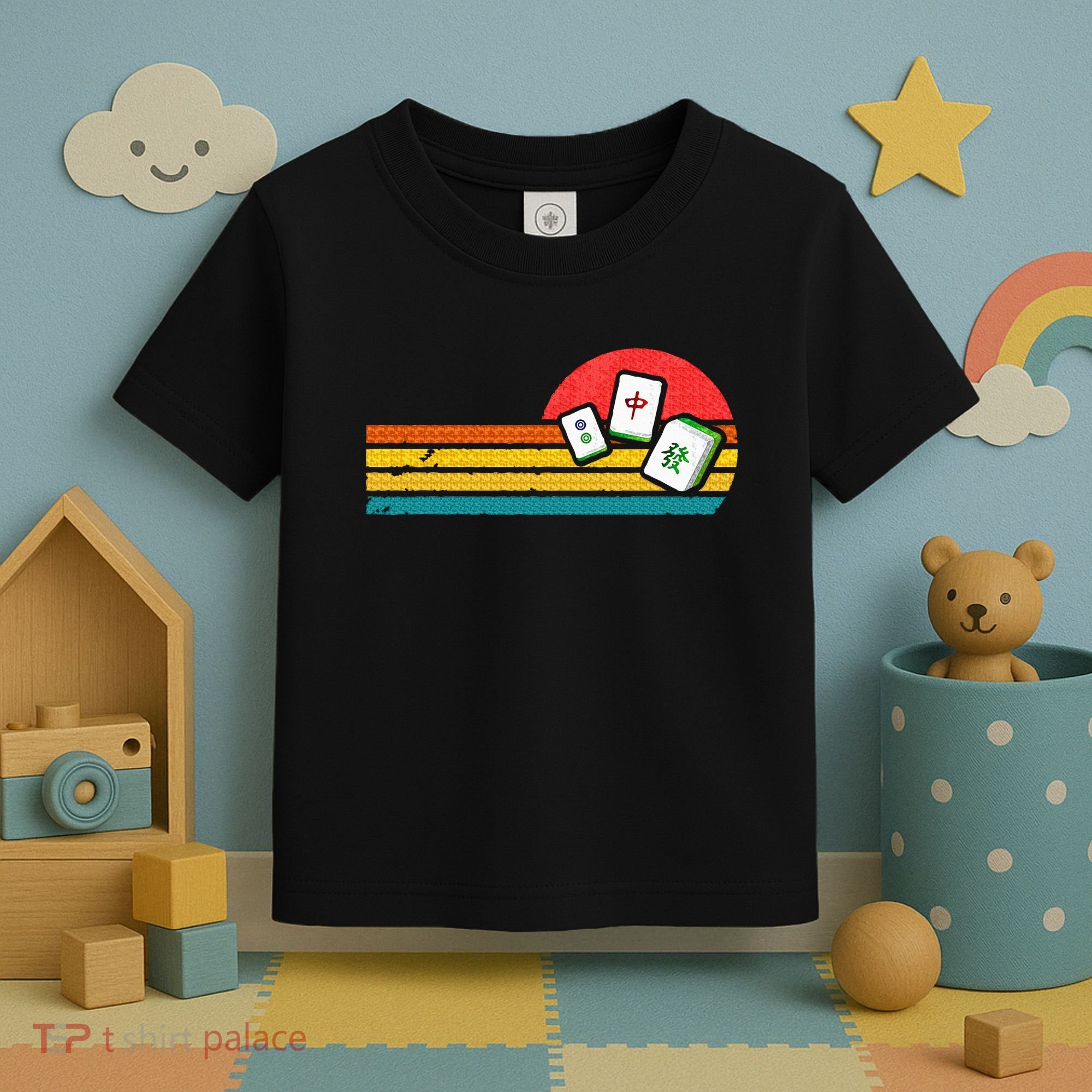 Mahjong Chinese 80s Retro Mah Jongg Toddler T-Shirt