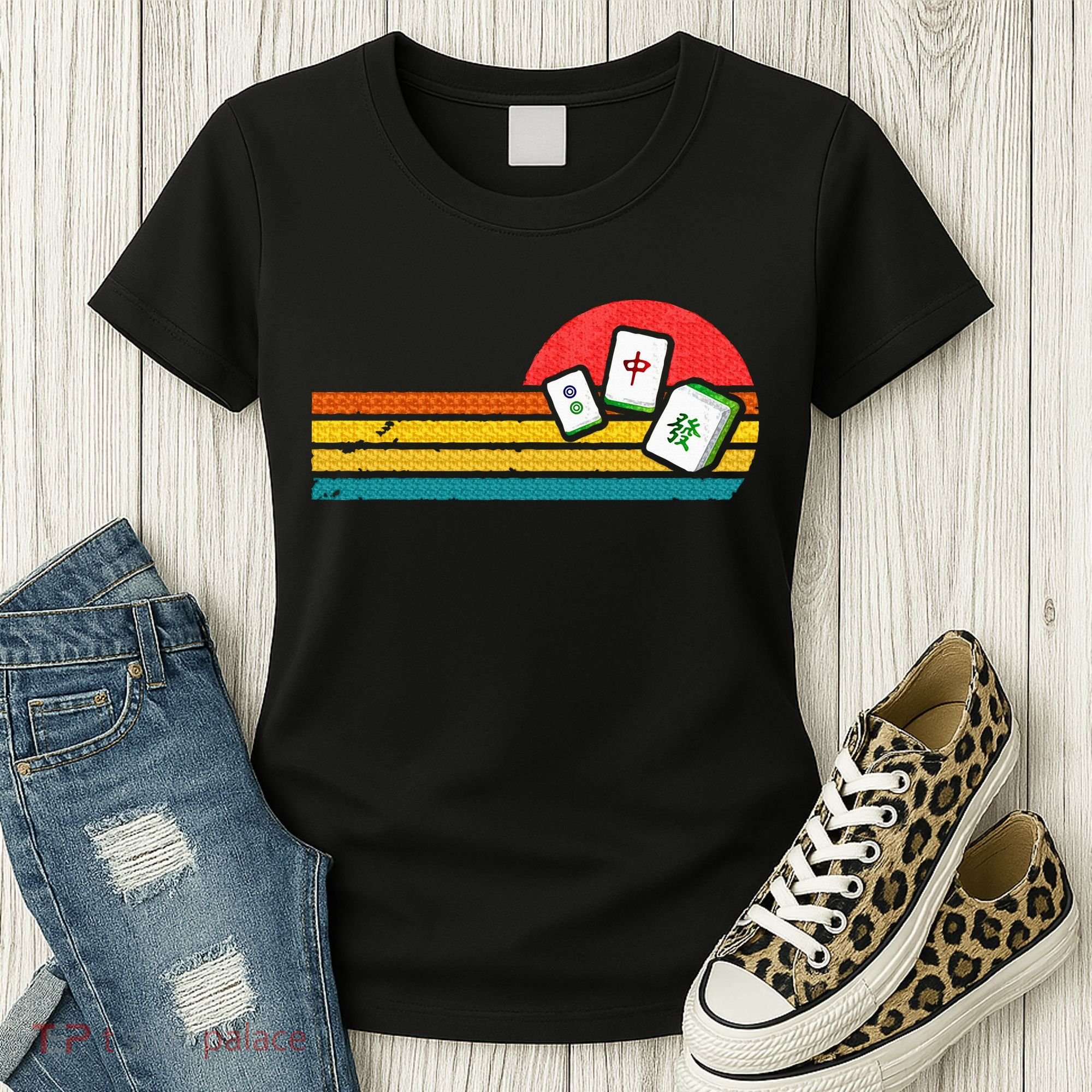 Mahjong Chinese 80s Retro Mah Jongg Women's T-Shirt