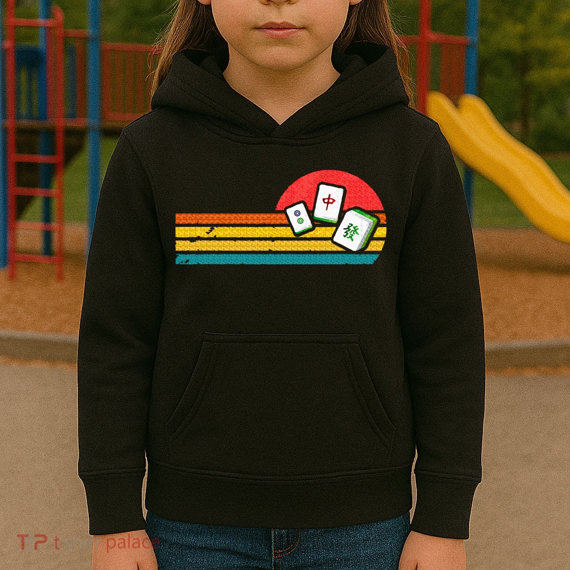 Mahjong Chinese 80s Retro Mah Jongg Kids Hoodie