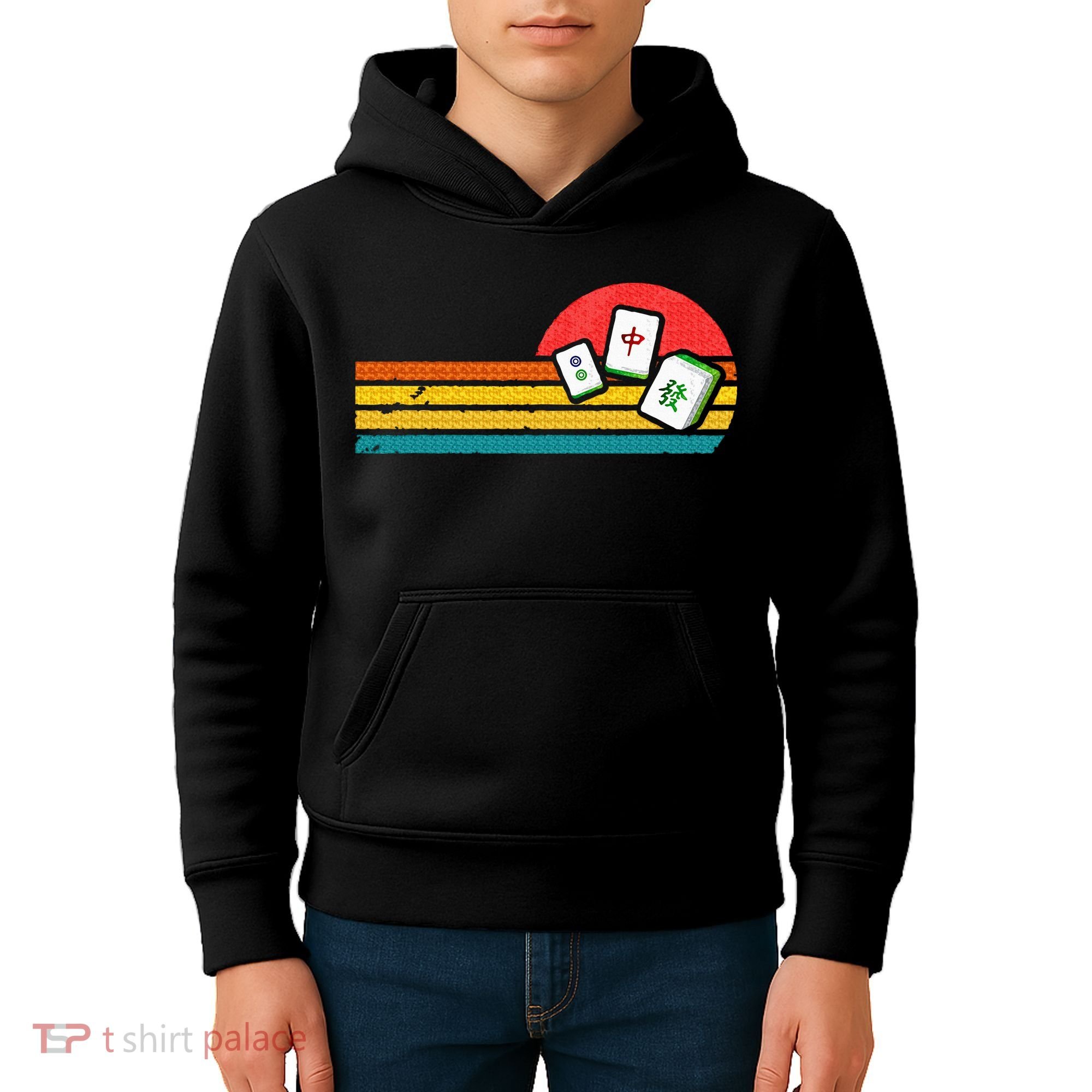 Mahjong Chinese 80s Retro Mah Jongg Kids Hoodie