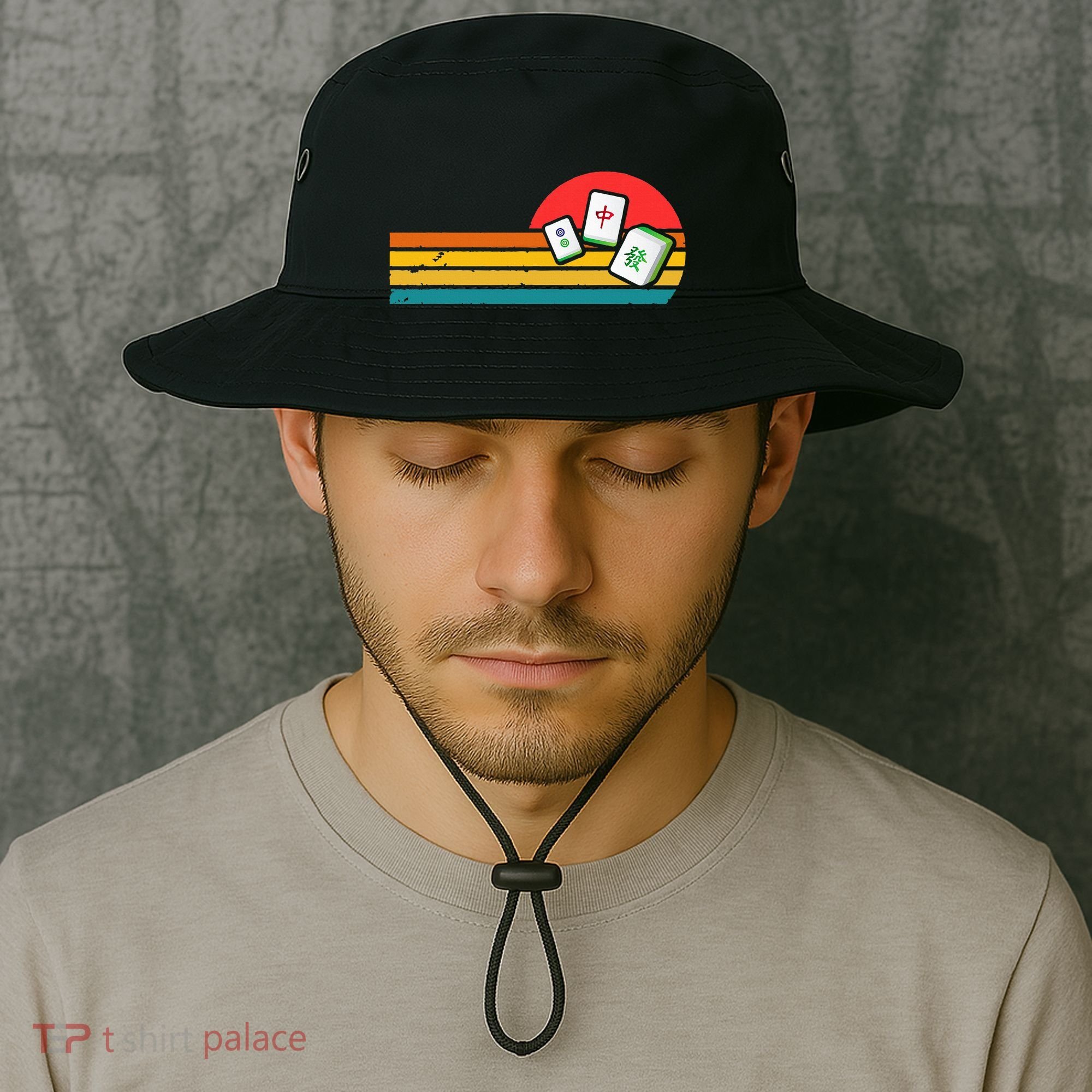 Mahjong Chinese 80s Retro Mah Jongg Bucket Hat