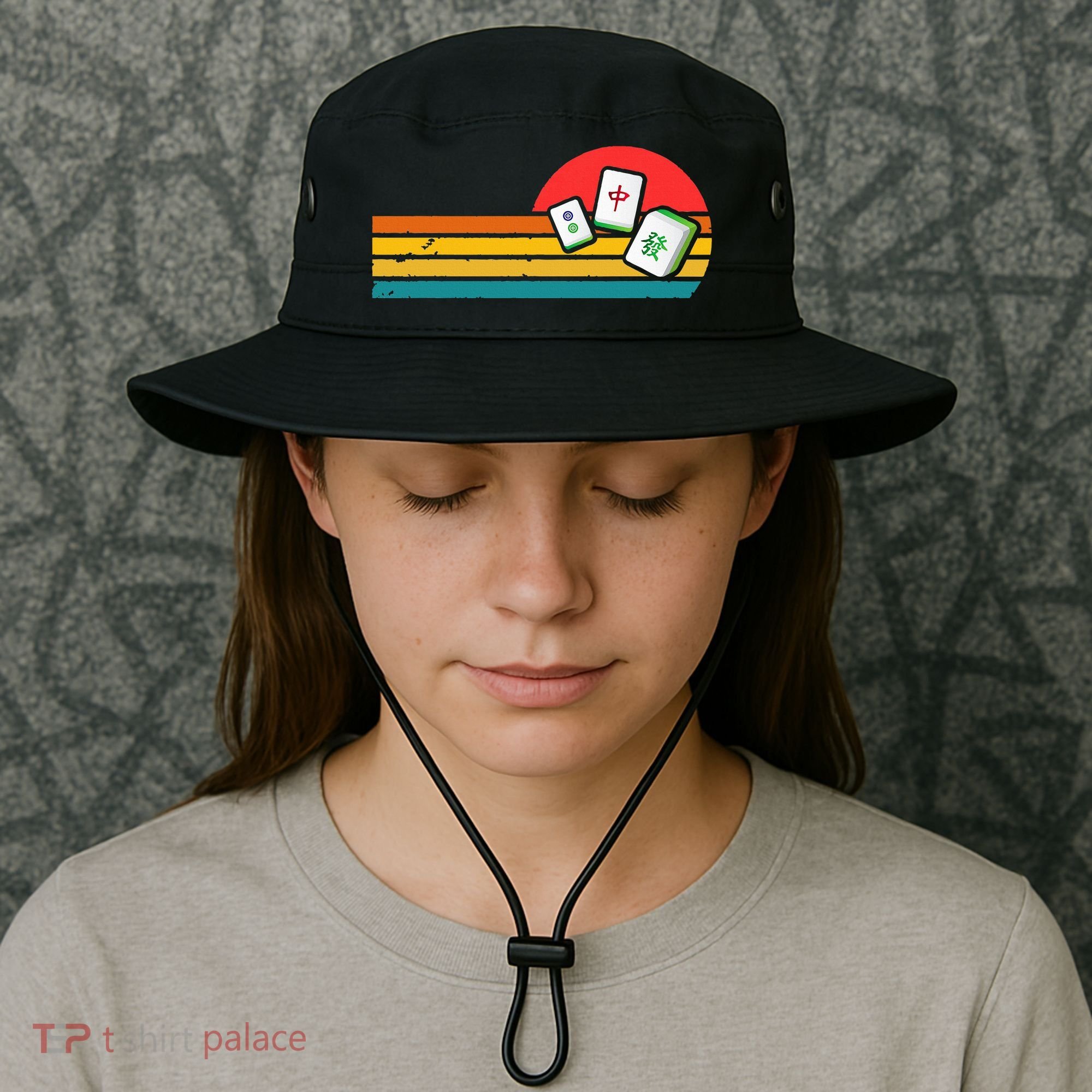Mahjong Chinese 80s Retro Mah Jongg Bucket Hat